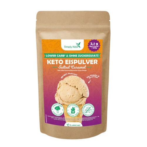 Przejdź do produktu Lody low carb i keto z olejem MCT o smaku Słony karmel 100g Simply Keto