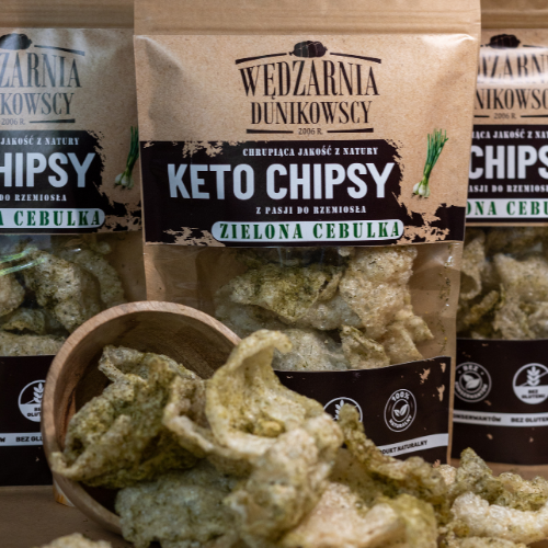 Przejdź do produktu Keto chipsy Zielona Cebulka 40g Wędzarnia Dunikowscy