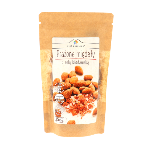 Przejdź do produktu Prażone migdały z solą kłodawską 100 g Pięć Przemian