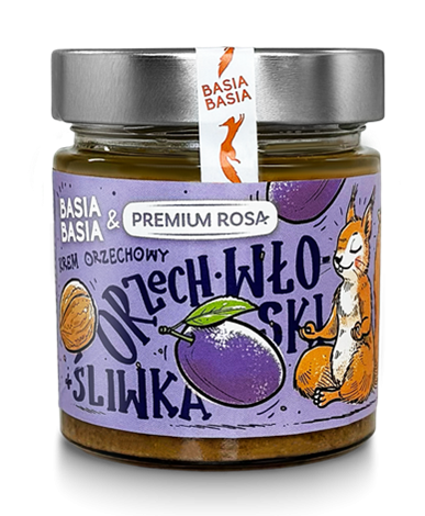 Przejdź do produktu Krem z orzechów włoskich ze śliwką 195 g Basia Basia