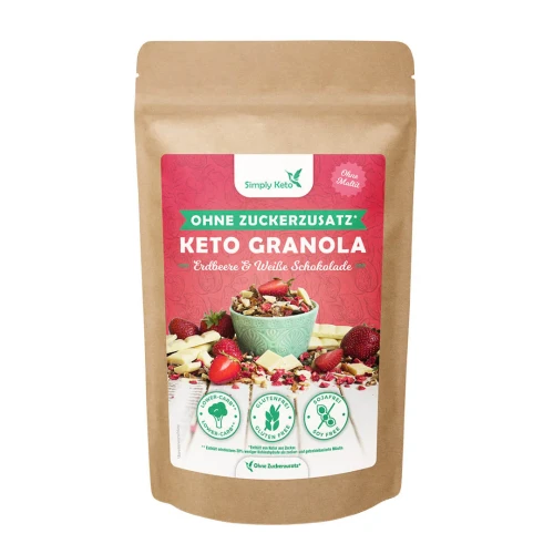 Przejdź do produktu Keto Granola truskawka-biała czekolada 250g - Simply Keto