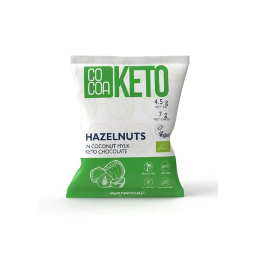Przejdź do produktu Keto Orzechy Laskowe w czekoladzie z MCT – BIO – 70g – Cocoa