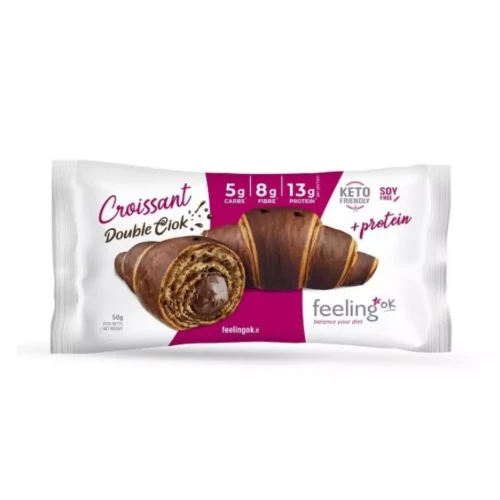 Przejdź do produktu Niskowęglowodanowy croissant z podwójną czekoladą 50g – FeelingOK