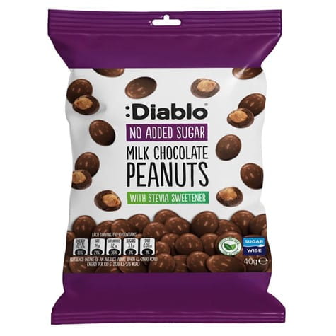 Przejdź do produktu Orzeszki w mlecznej czekoladzie bez dodatku cukru 40g Diablo