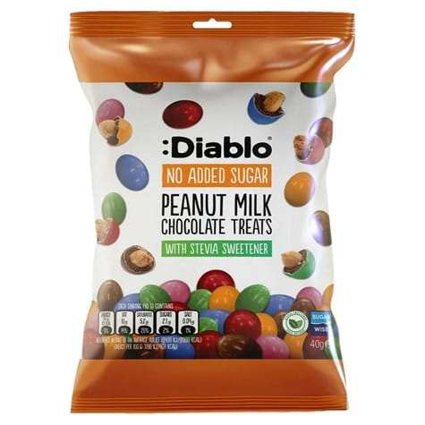 Przejdź do produktu Orzeszki w mlecznej czekoladzie w kolorowej polewie bez dodatku cukru 40g Diablo