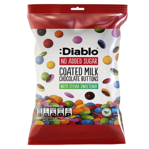 Przejdź do produktu Czekoladowe lentylki bez dodatku cukru 40g Diablo