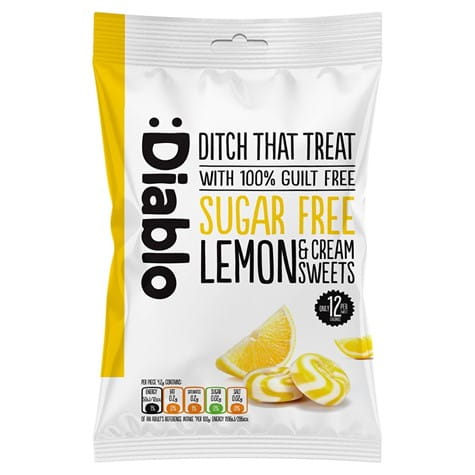 Przejdź do produktu Cukierki śmietankowe o smaku cytryny bez cukru 75g Diablo