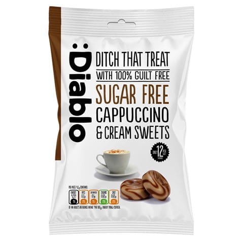 Przejdź do produktu Cukierki śmietankowe o smaku cappuccino bez cukru 75g Diablo
