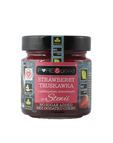 Przejdź do produktu Keto konfitura Truskawka ze stewią bez dodatku cukru 200g PURE&good