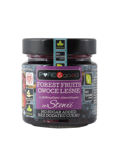 Przejdź do produktu Keto konfitura Owoce leśne ze stewią bez dodatku cukru 200g PURE&good 