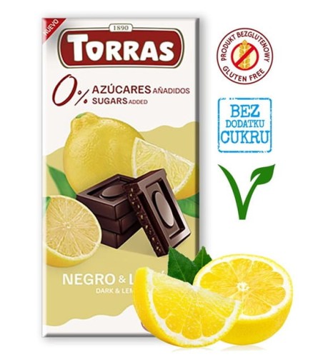 Przejdź do produktu Keto Czekolada gorzka z cytryną bez dodatku cukru 75g Torras