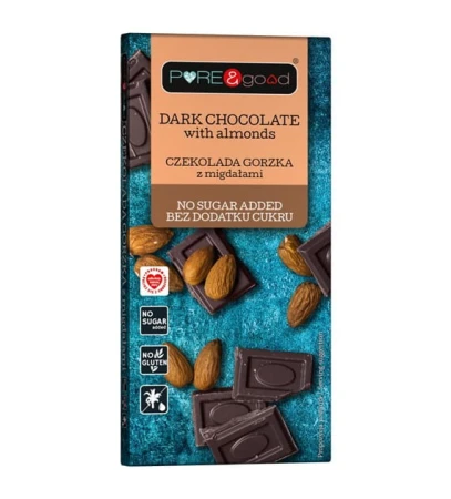 Czekolada gorzka z migdałami bez dodatku cukru 75 g Pure&amp;Good.jpg