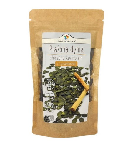 Przejdź do produktu Prażona dynia słodzona ksylitolem z cynamonem 100 g Pięć Przemian