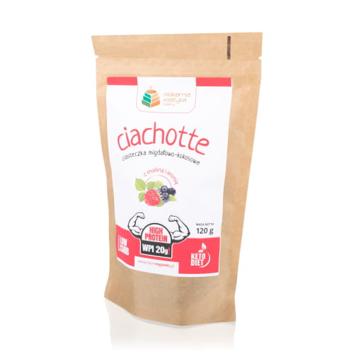 Przejdź do produktu Keto ciasteczka Ciachotte migdałowo-kokosowe z białkiem WPI 120g Piekarnia Kiełtyka