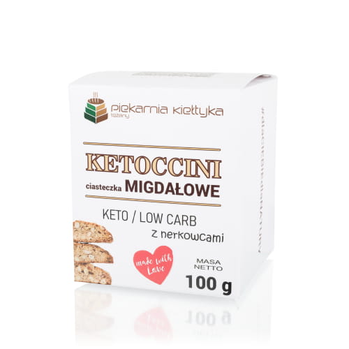 Przejdź do produktu Keto Ciasteczka KETOCCINI migdałowe z nerkowcami 100 g Piekarnia Kiełtyka