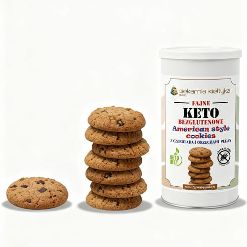 Przejdź do produktu Fajne KETO ciasteczka American Style Cookies 120g Piekarnia Kiełtyka