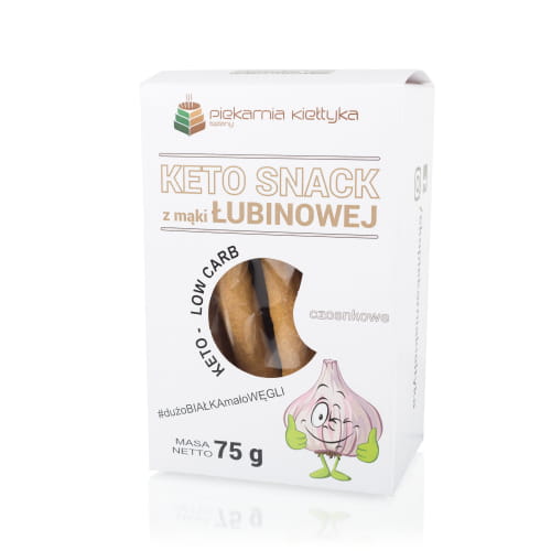 Przejdź do produktu Keto snack z mąki łubinowej czosnkowy 75g Piekarnia Kiełtyka