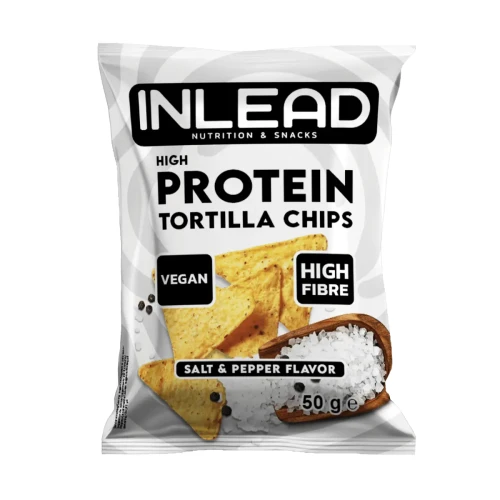 Przejdź do produktu Chipsy tortilla o wysokiej zawartości białka sól i pieprz 50 g Inlead