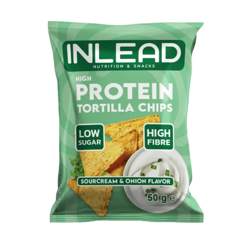 Przejdź do produktu Chipsy tortilla śmietanowo cebulowe o wysokiej zawartości białka 50 g Inlead 