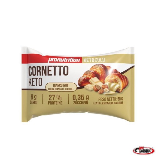 Przejdź do produktu Keto Rogal z nadzieniem z białych orzechów laskowych 50g Pronutrition