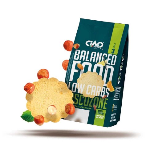 Przejdź do produktu Ciastka Low Carb o smaku orzechów laskowych 100g Ciao Carb
