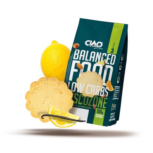 Przejdź do produktu Ciastka Low Carb o smaku waniliowo-cytrynowym 100g Ciao Carb