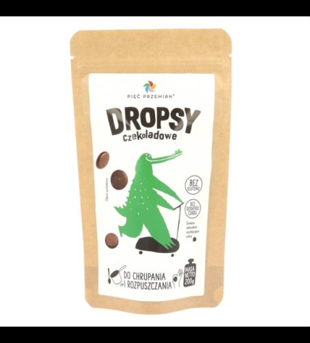 Przejdź do produktu Dropsy czekoladowe bez cukru 200 g Pięć Przemian