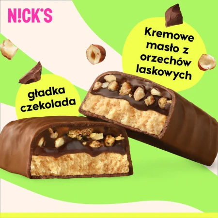 Baton proteinowy z orzechami laskowymi i czekoladą 50 g Nick's