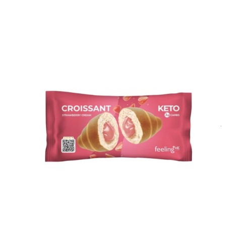 Przejdź do produktu Keto Croissant z nadzieniem truskawkowym 50g Feeling Ok
