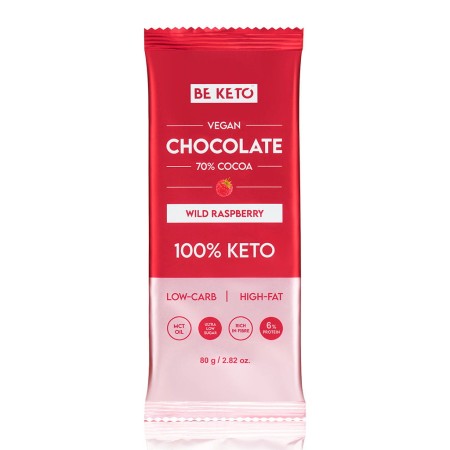 Vegan Keto Chocolate + MCT Oil - Wild Raspberry 80g - BeKeto.jpg