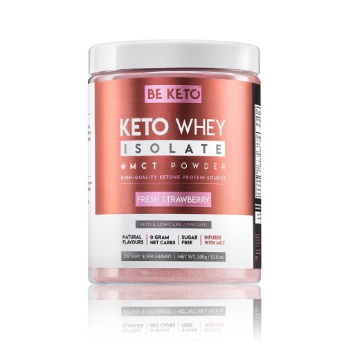 Przejdź do produktu Keto Izolat Białka z MCT - Świeża Truskawka 300G Be Keto