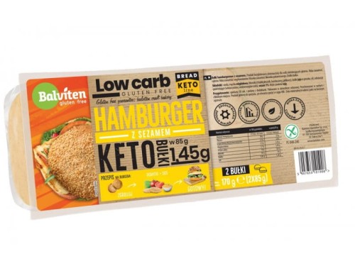 Przejdź do produktu KETO Bułki hamburgerowe z sezamem 2x85g. Produkt bezglutenowy.