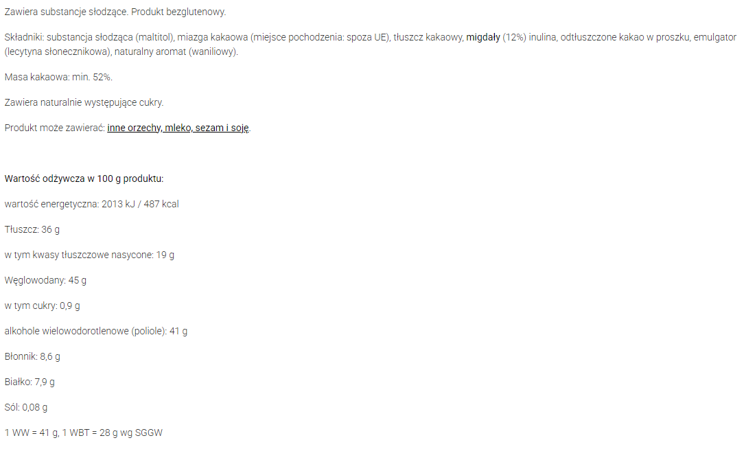 Czekolada gorzka z migdałami bez dodatku cukru 75 g Pure&amp;Good.png