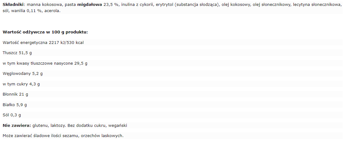 Krem migdałowy z wanilią KETO 190 g Baton Warszawski.png