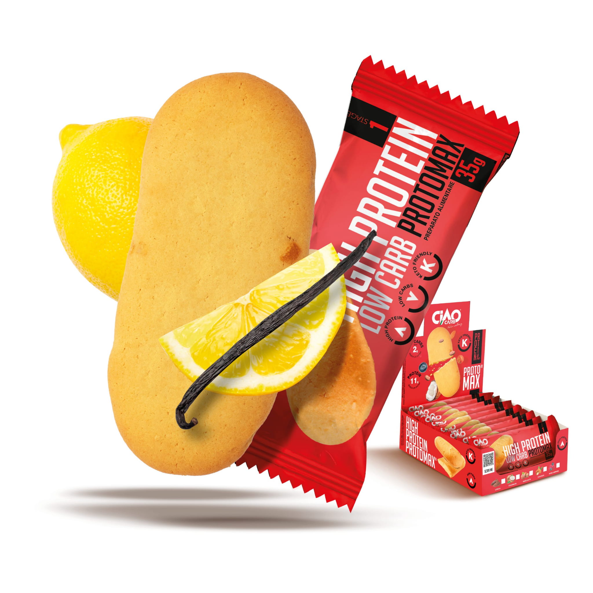 Ciastko wysokobiałkowe o smaku waniliowo-cytrynowym 35g Ciao Carb